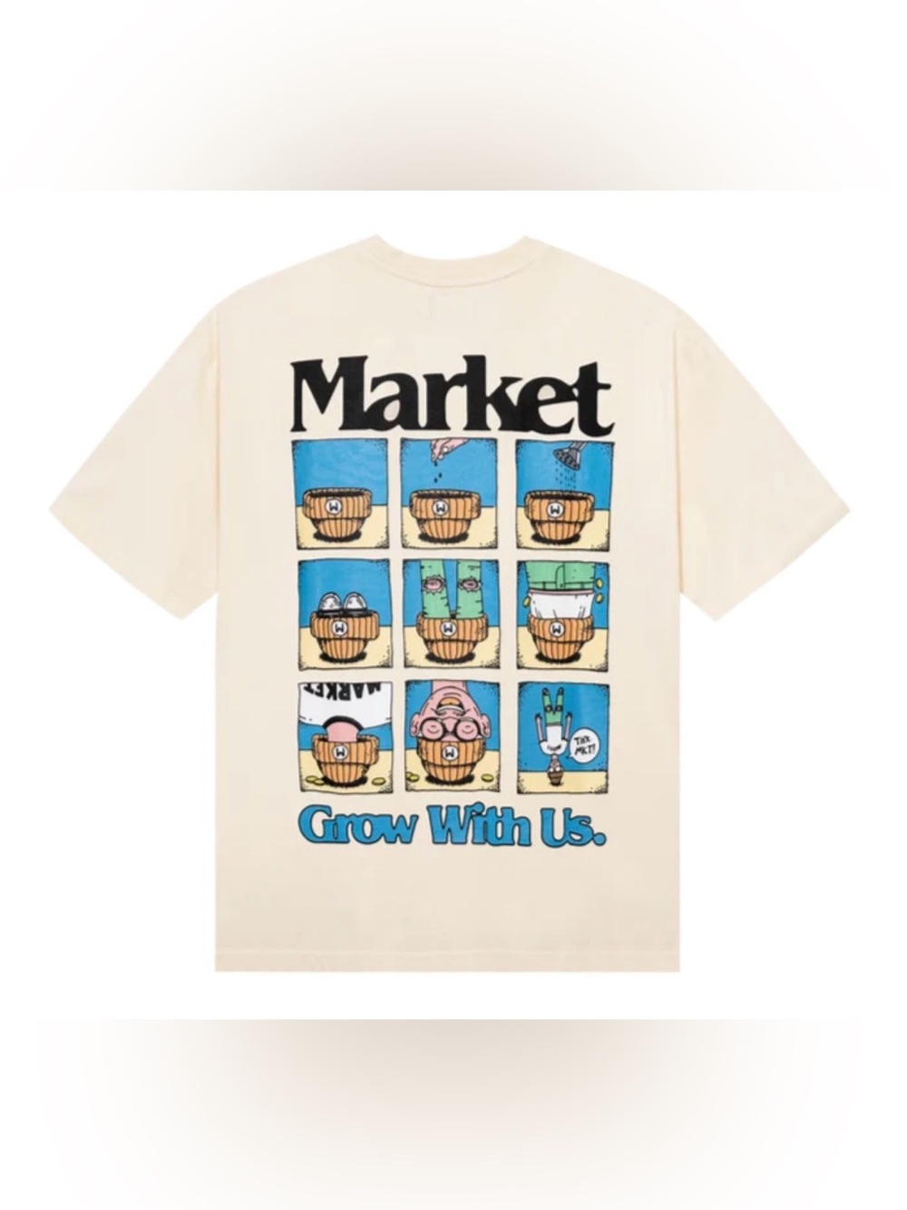 Market Grow with Us T-shirt, Large, Ecru